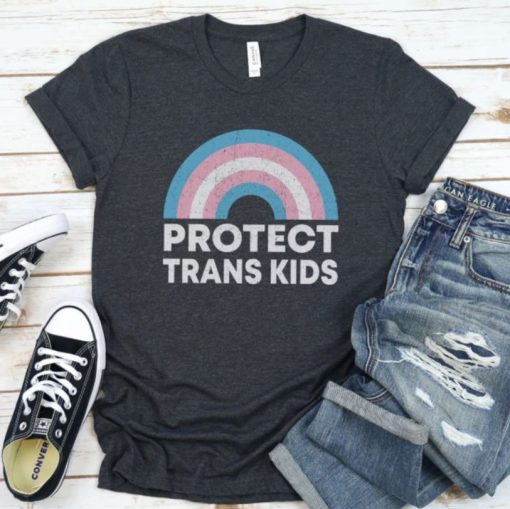 Protect Trans Kids Shirt, Transgender Rights Tee, LGBTQIA T-Shirt, Trans Pride Flag Rainbow Top, Social Justice T Shirt