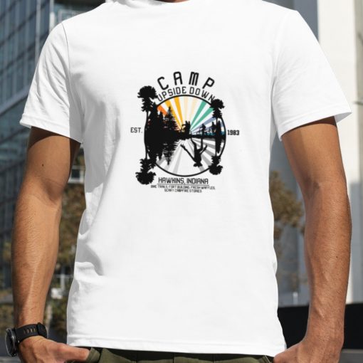 Camp Upside Down Hawkins Indiana Demogorgon Retro Tv Show shirt