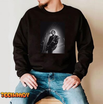 Jamie Campbell Bower Playing Guitar Black and White Poster Canvas Unisex T Shirt img2 C4