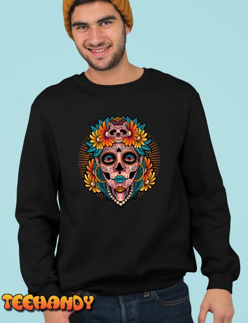 Catrina Sugar Skull Dia De Los Muertos T-Shirt