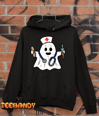 Nurse Ghost Scrub Top Halloween Costume For Nurses Women RN T Shirt img2 C10