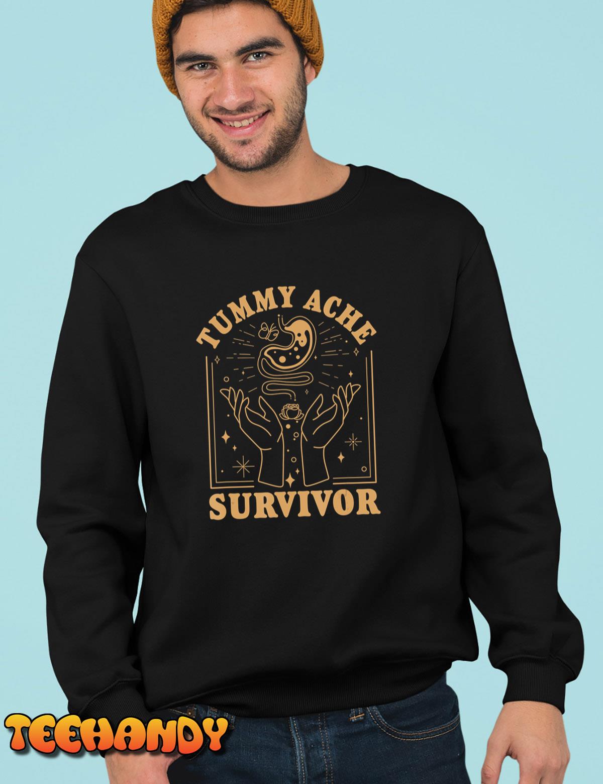 Vintage Minimalist Tummy Ache Survivor Funny Saying T Shirt img2 2