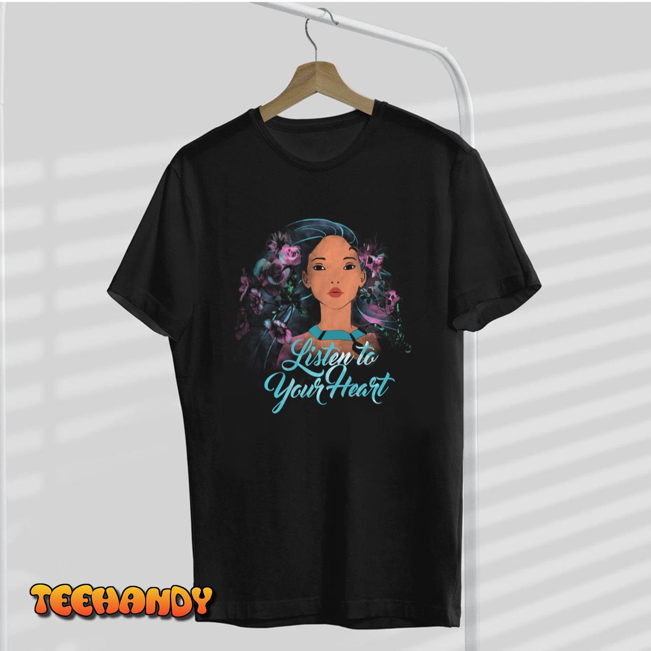 Disney Pocahontas Listen To Your Heart Watercolor Portrait Long Sleeve T-Shirt