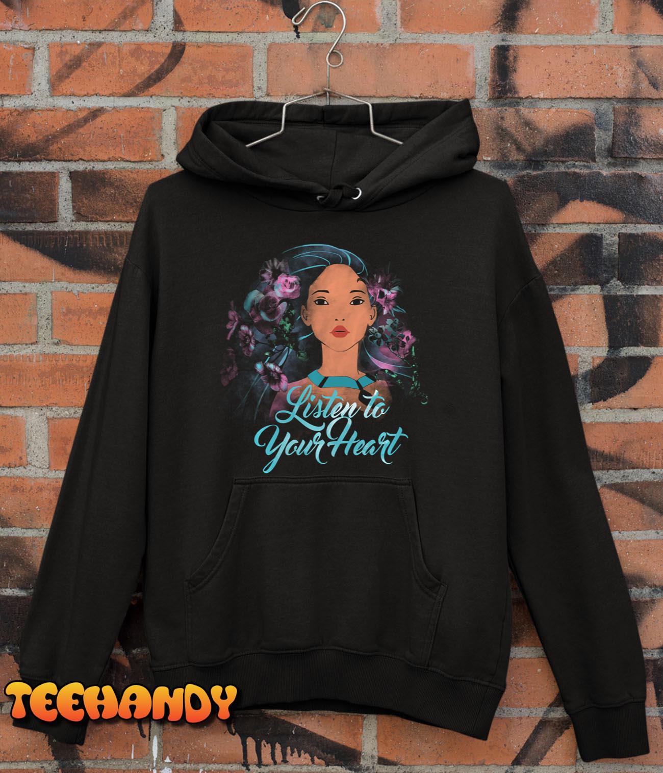 Disney Pocahontas Listen To Your Heart Watercolor Portrait Long Sleeve T-Shirt