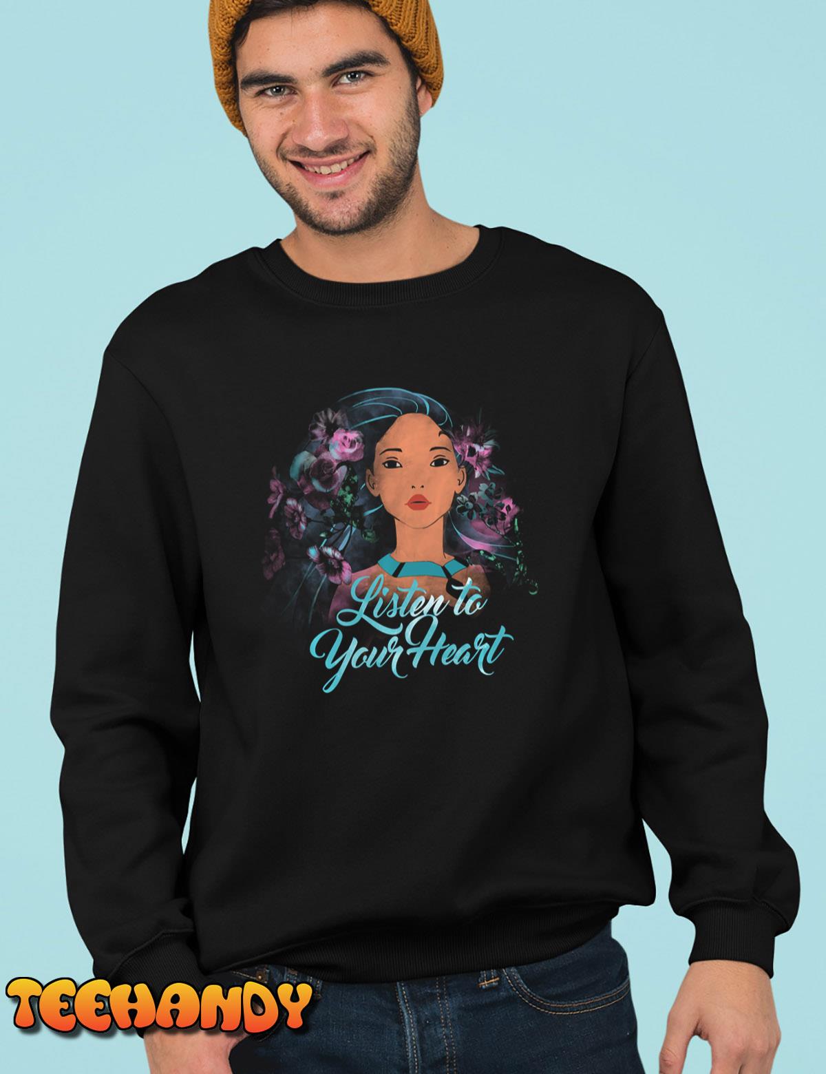Disney Pocahontas Listen To Your Heart Watercolor Portrait Long Sleeve T-Shirt