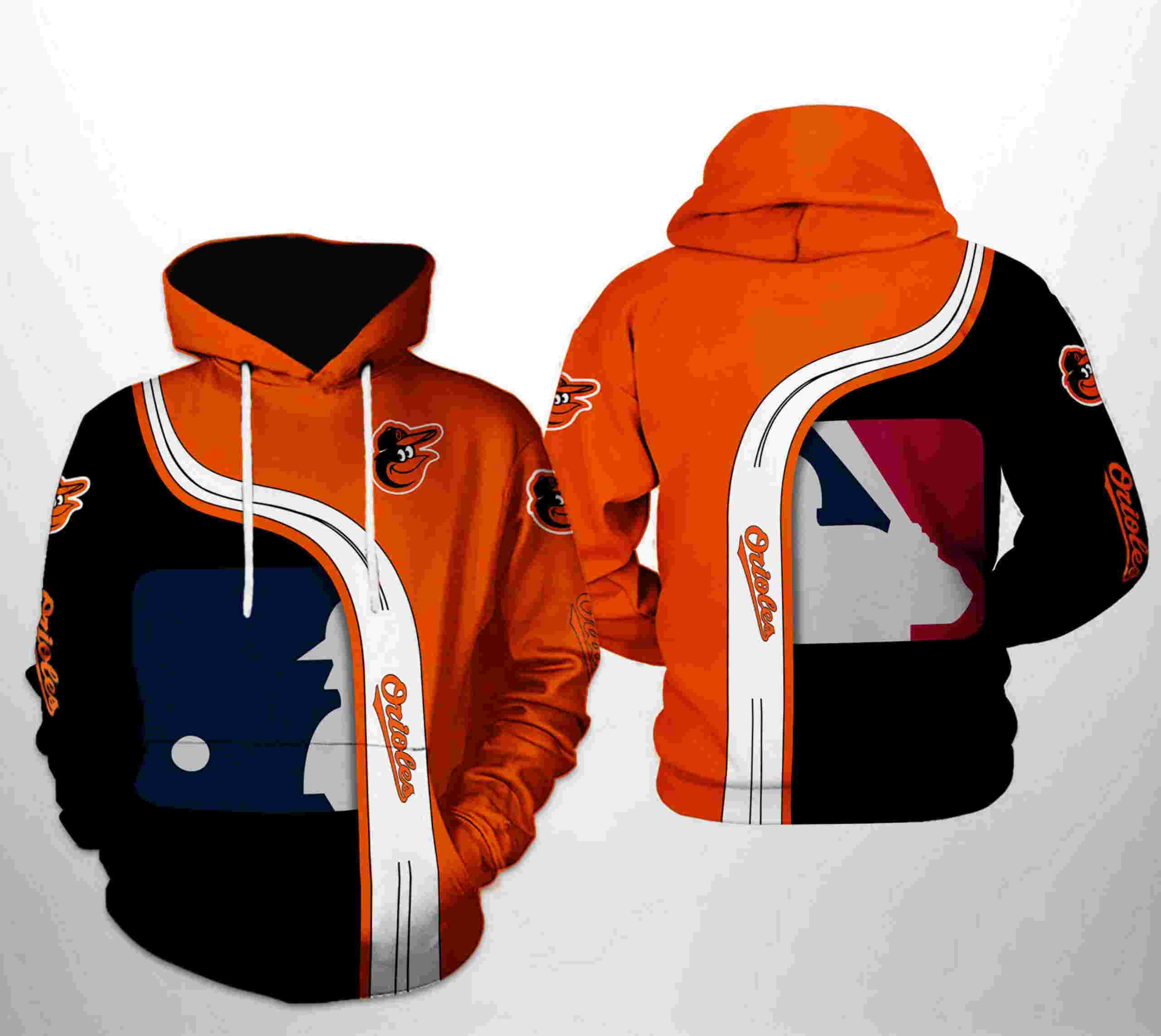 Baltimore Orioles MLB Team 3D Hoodie Zipper Hoodie