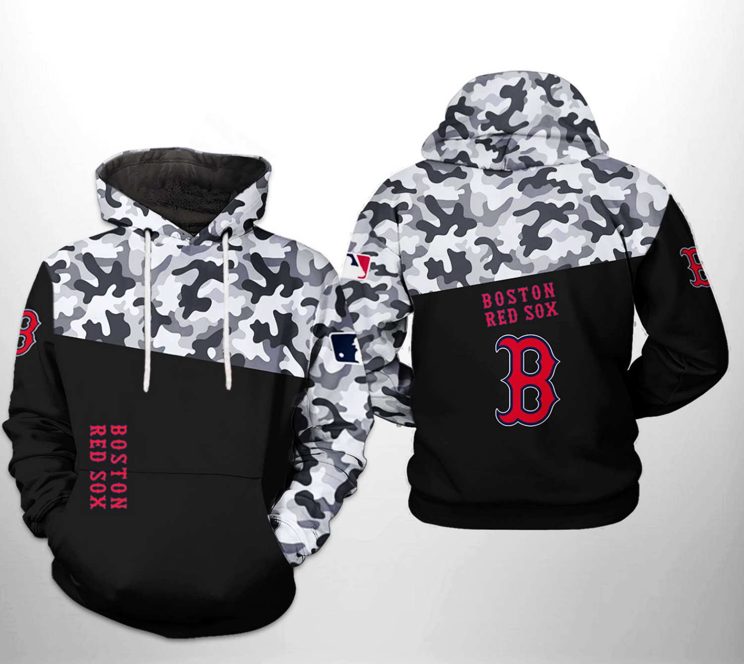 Boston Red Sox MLB Camo Veteran 3D Hoodie
