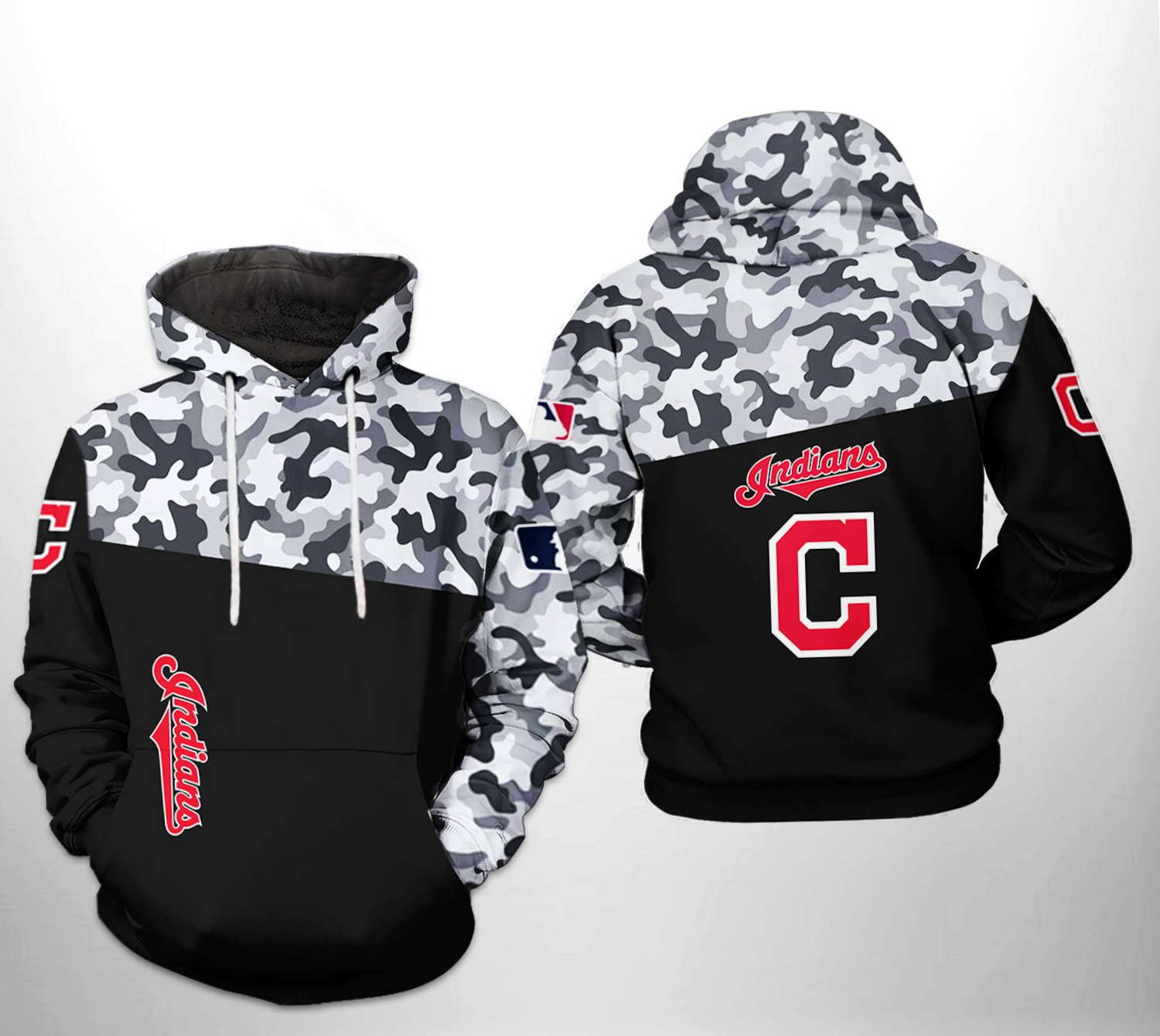 Cleveland Indians MLB Camo Veteran 3D Hoodie