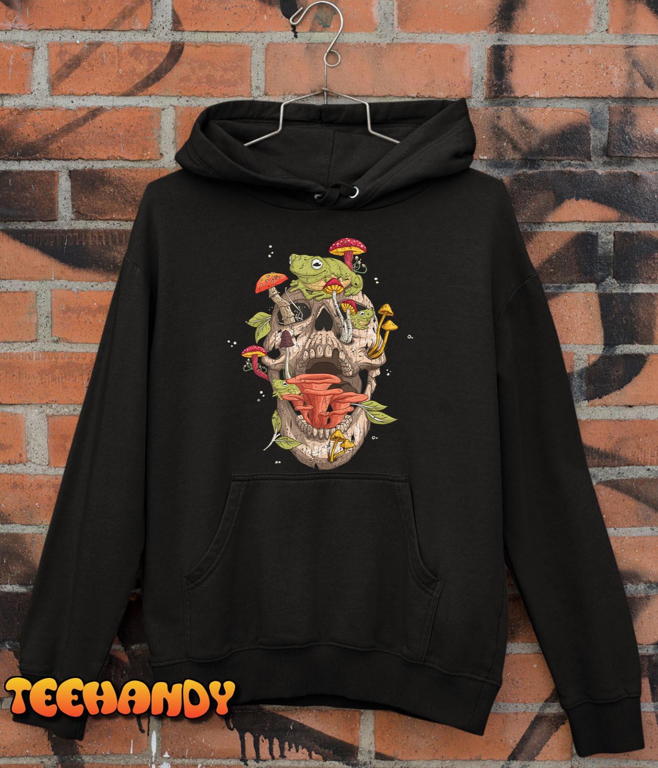 Cottagecore frog Skull Mushroom Collector Men Women Vintage T-Shirt