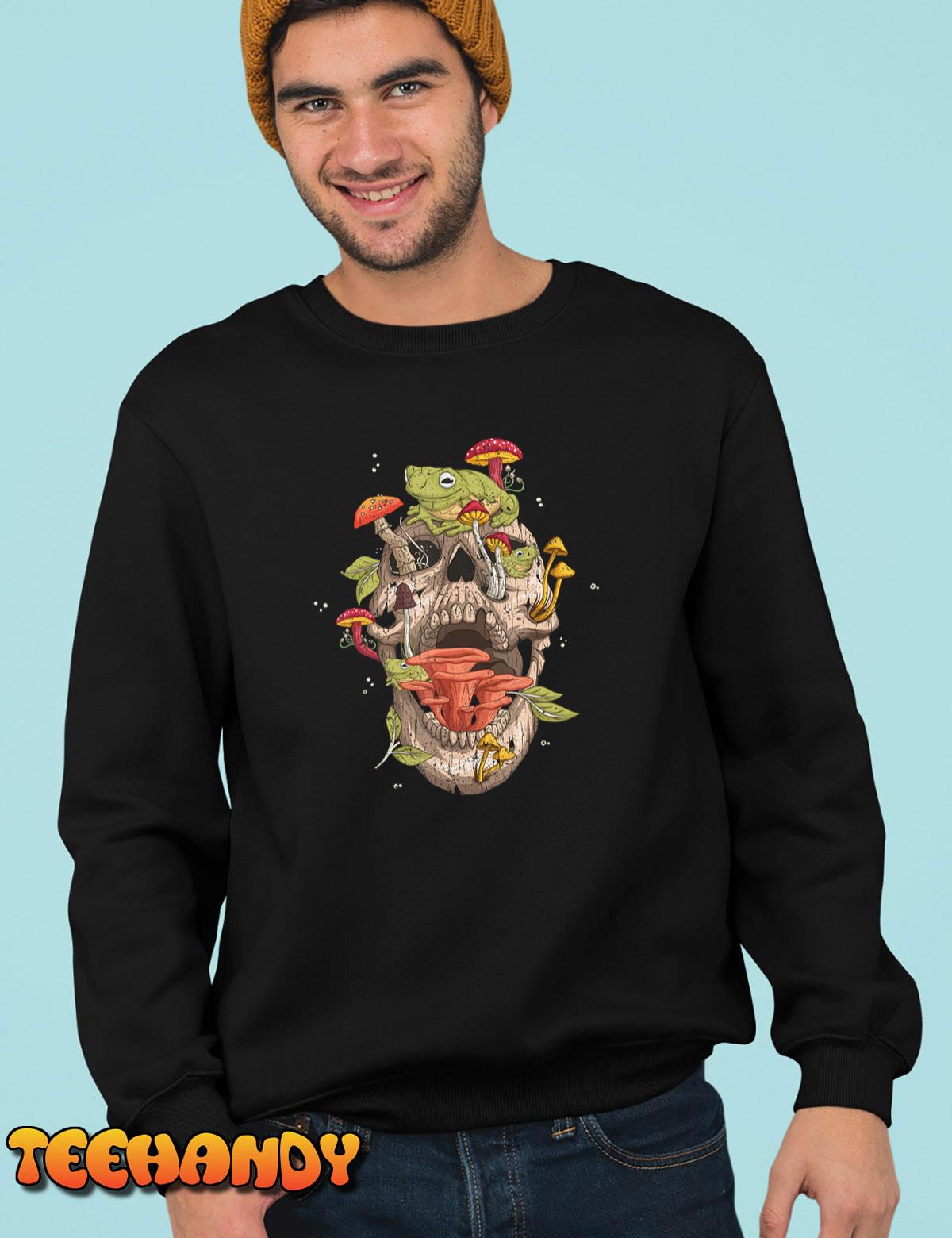 Cottagecore frog Skull Mushroom Collector Men Women Vintage T-Shirt