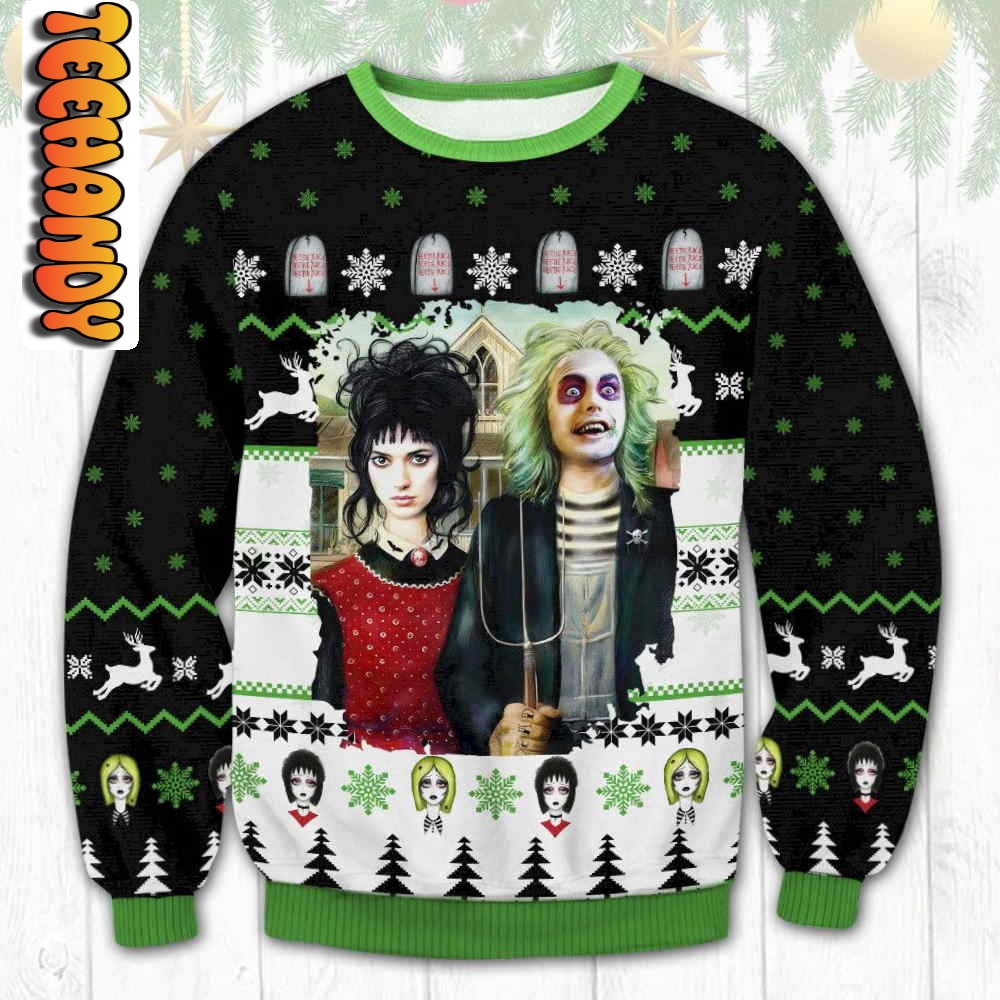 Couple Beetlejuice Ugly Sweater