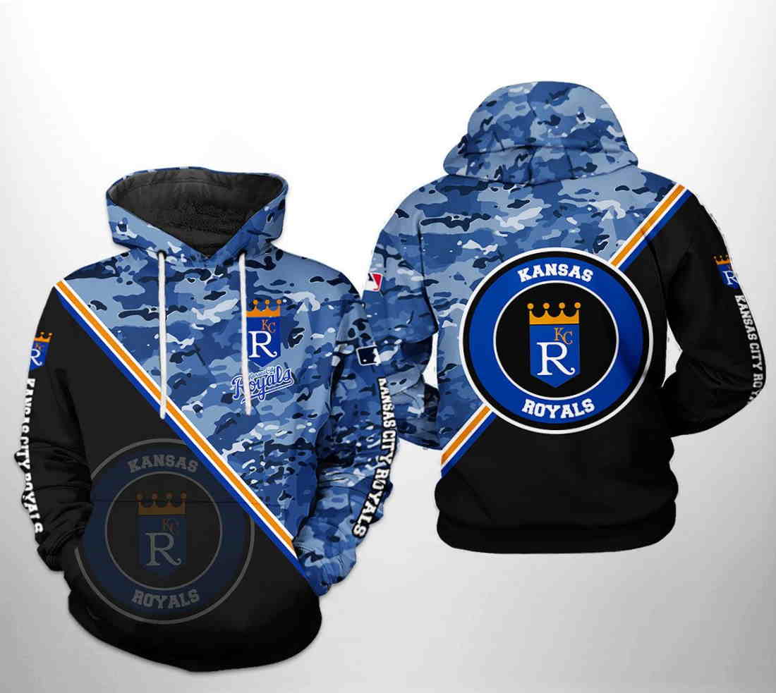 Kansas City Royals MLB Camo Team 3D Hoodie Zipper Hoodie