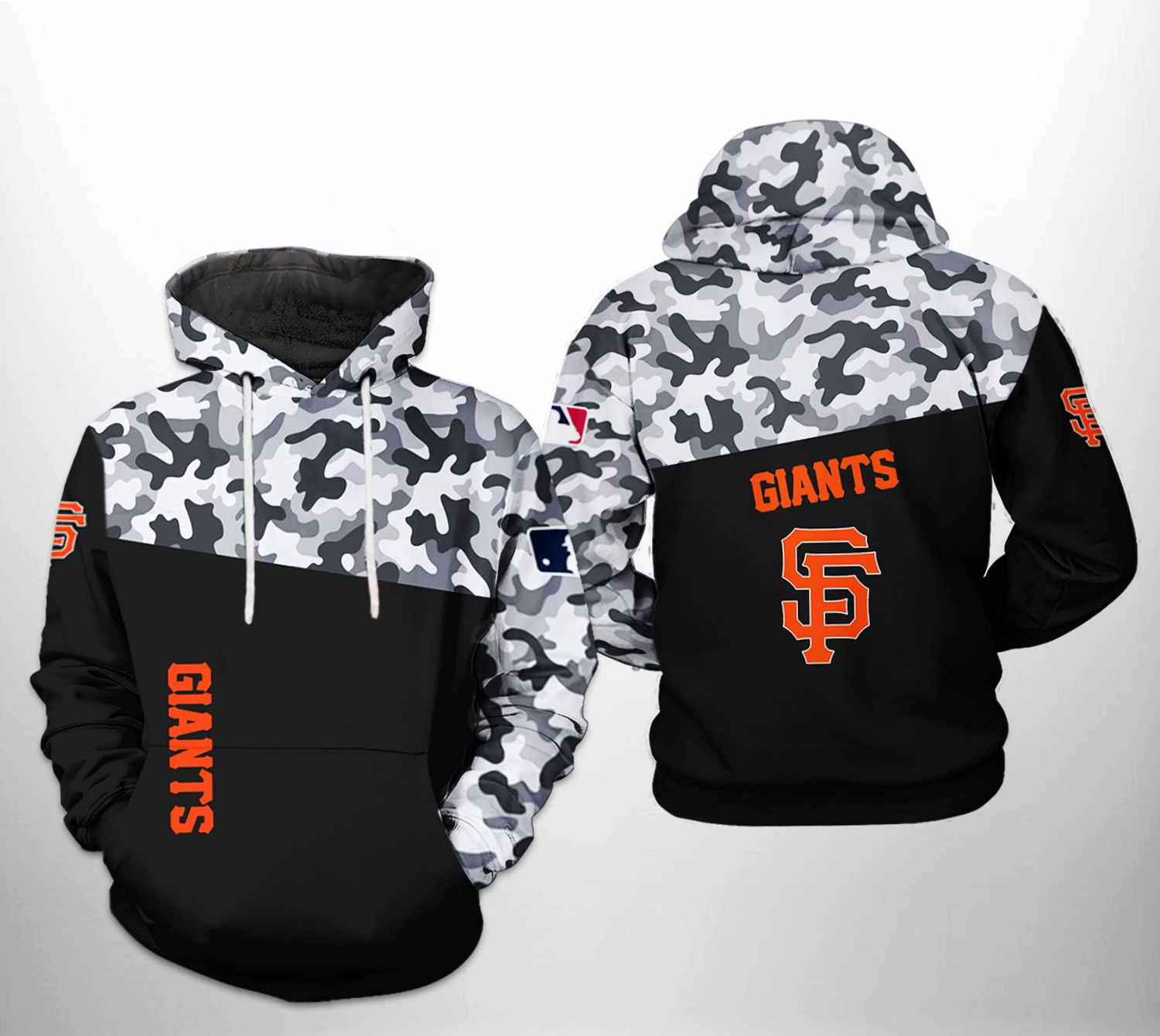 San Francisco Giants MLB Camo Veteran 3D Hoodie Zipper Hoodie
