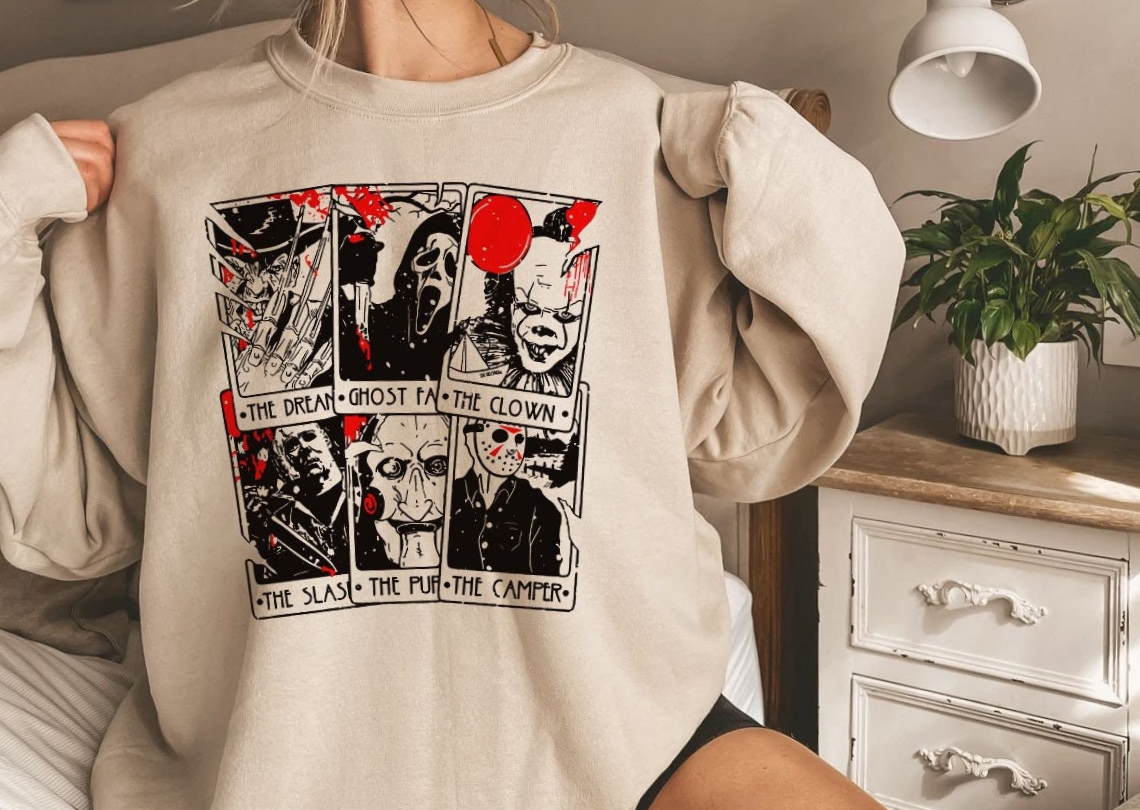 Vintage Horror Tarot Cards Sweatshirt Halloween Horror Nights Unisex T Shirt