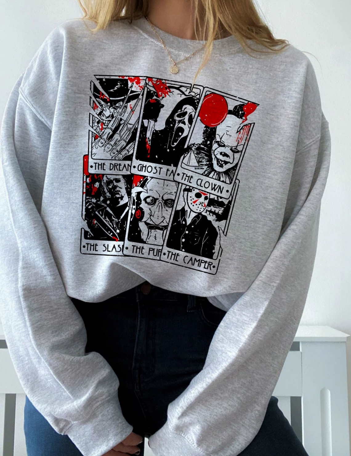 Vintage Horror Tarot Cards Sweatshirt Halloween Horror Nights Unisex T Shirt