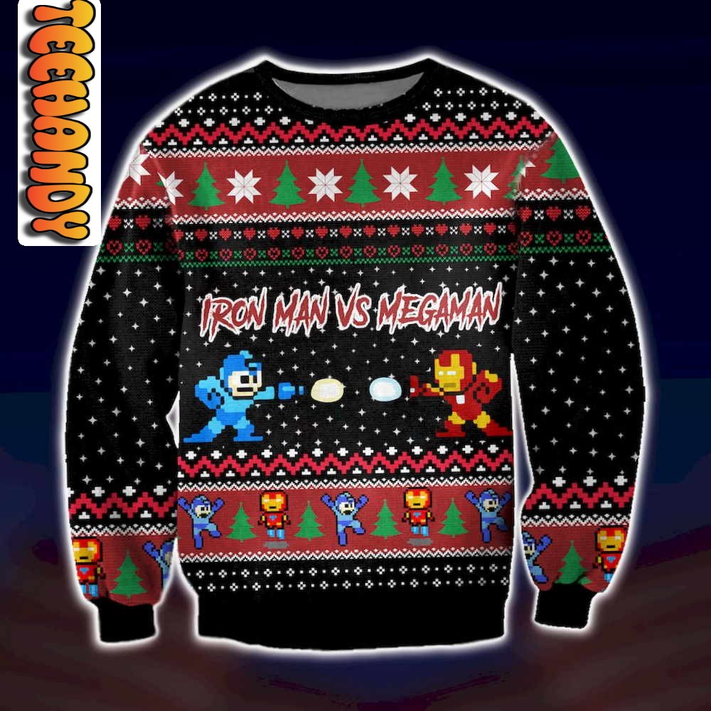 Iron Man vs Megaman Ugly Christmas Sweater