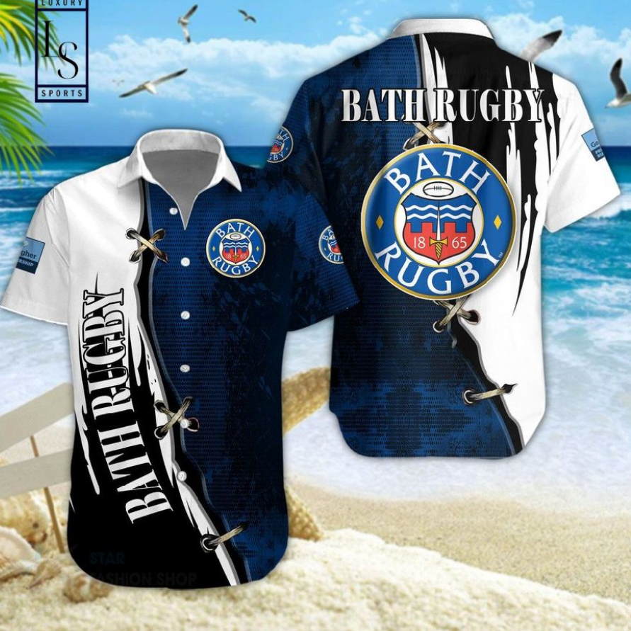 Bath Rugby Pattern Hawaiian Shirt And Shorts Bath Rugby Pattern Hawaiian Shirt And Shorts