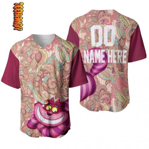 Cheshire Cat Flowery Personalized Baseball Jersey