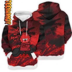 Chile Red All Money In Garfield 3D Hoodie
