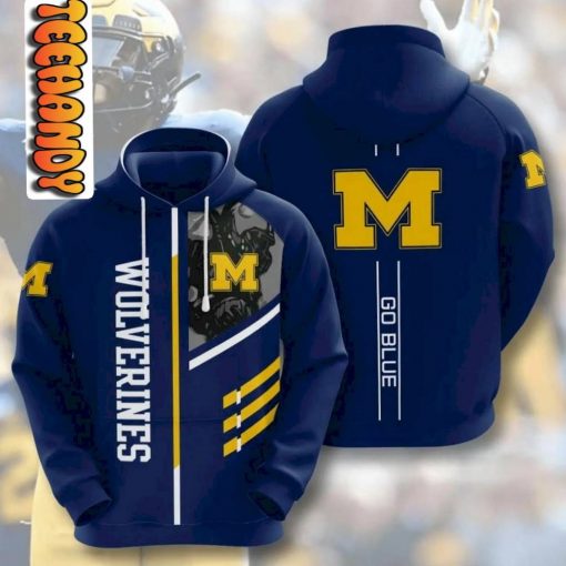 Michigan Wolverines Go Blue American Football 3D Hoodie
