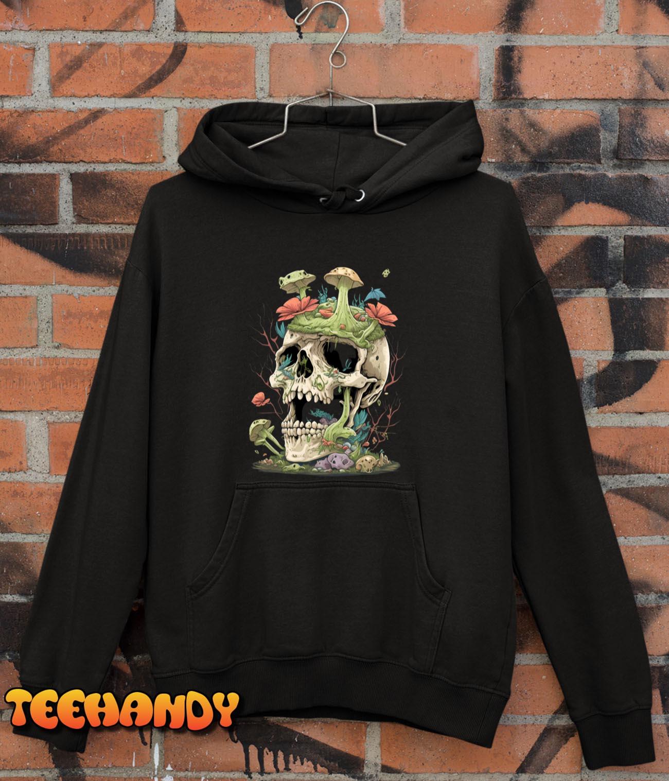 Cottagecore Skull Mushroom Collector Men Women Vintage Pullover Hoodie