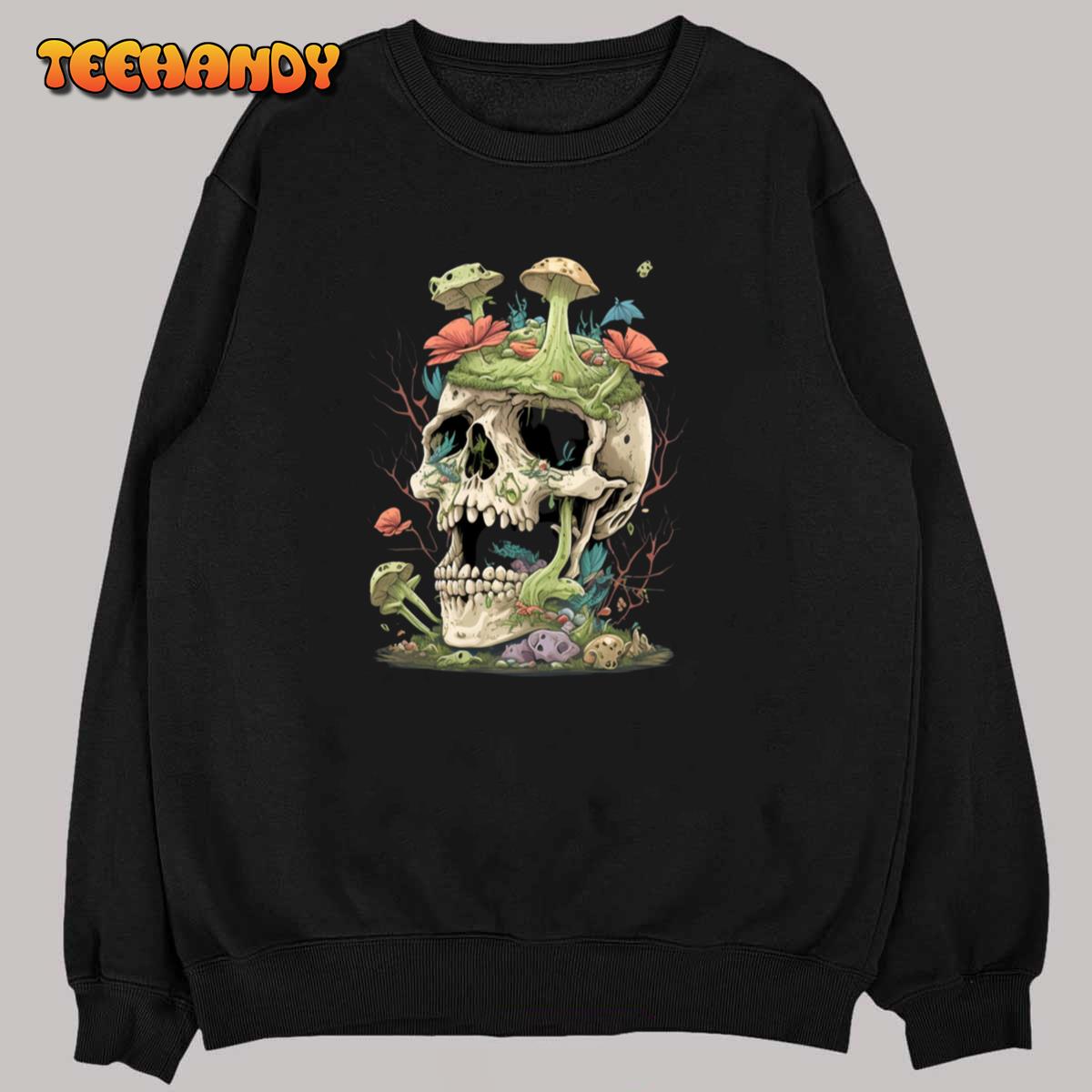 Cottagecore Skull Mushroom Collector Men Women Vintage Pullover Hoodie