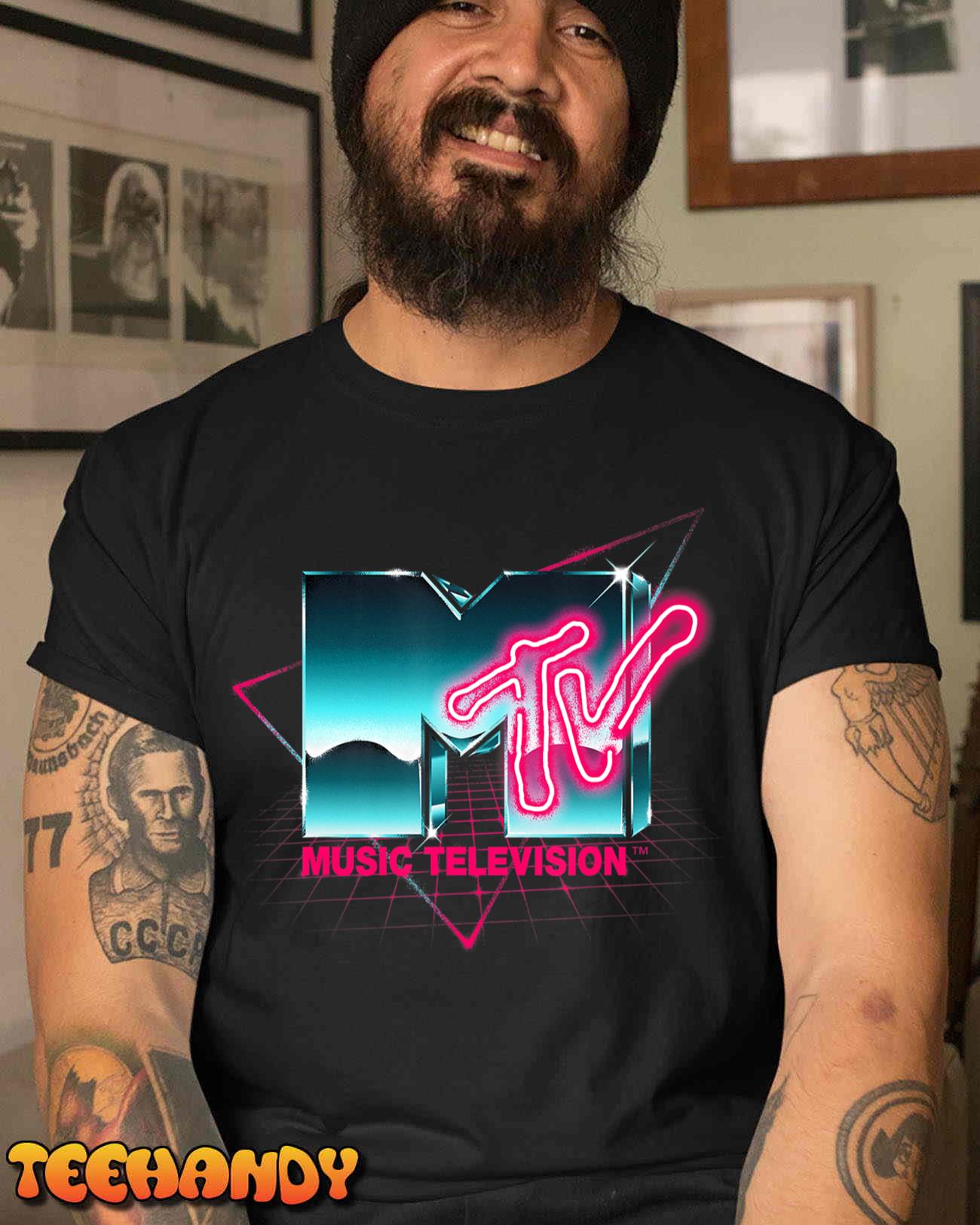 Mademark x MTV – Retro MTV Logo 80’s Chrome Effect Neon Colors Vintage MTV T-Shirt