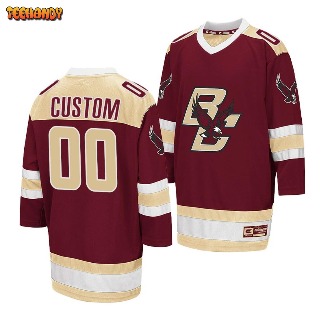 Boston College Eagles Custom College Hockey Maroon Away Jersey