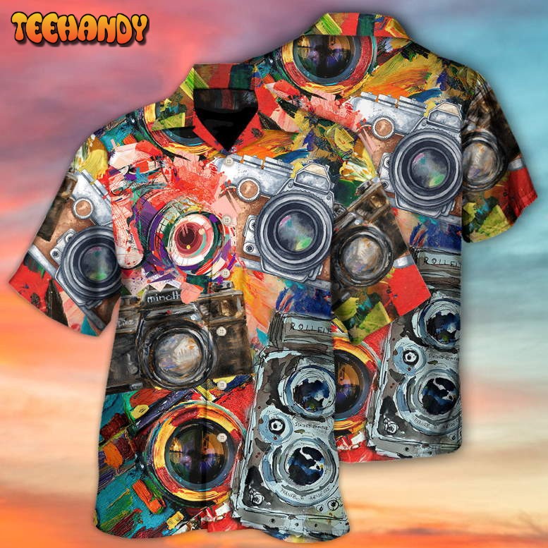 Camera Vintage Colorful Retro Hawaiian Shirt