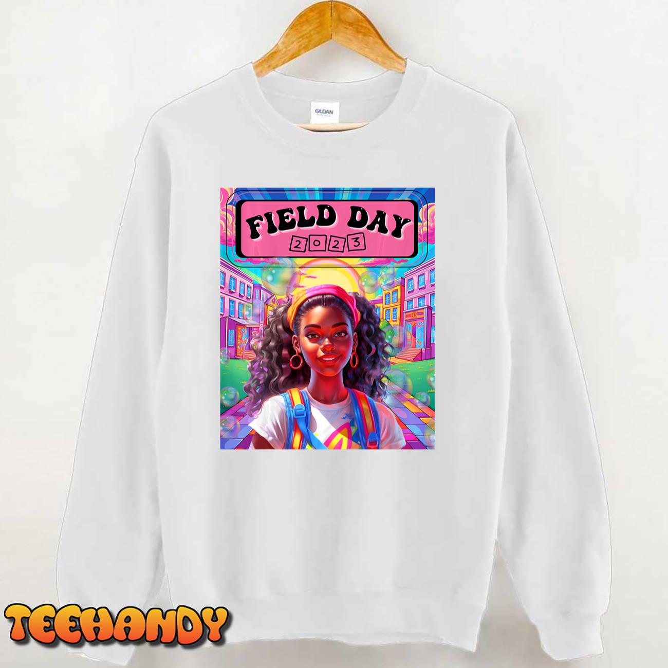 Kids Colorful Rainbow Sunny Field Day Girls T-Shirt Kids Colorful Rainbow Sunny Field Day Girls T-Shirt