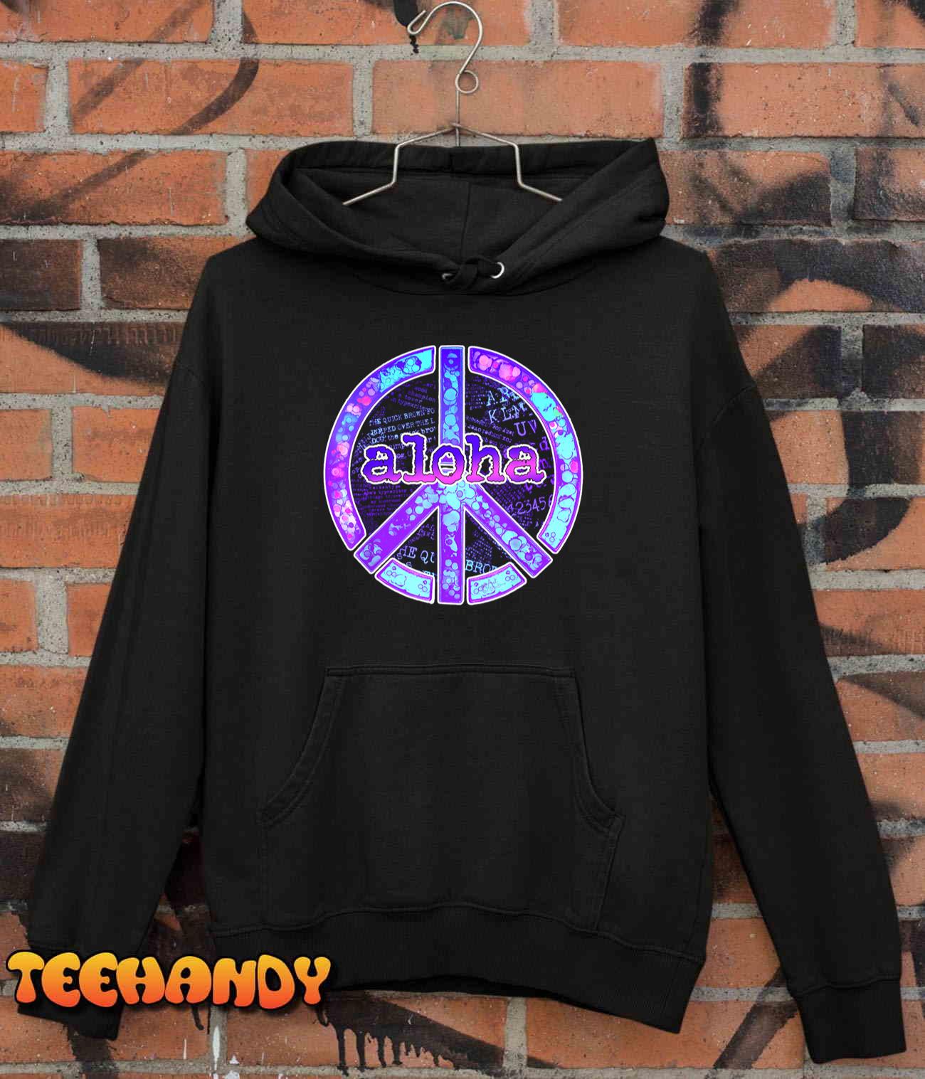 Aloha Peace Sign Purple Pink & Blue Design T-Shirt Aloha Peace Sign Purple Pink & Blue Design T-Shirt