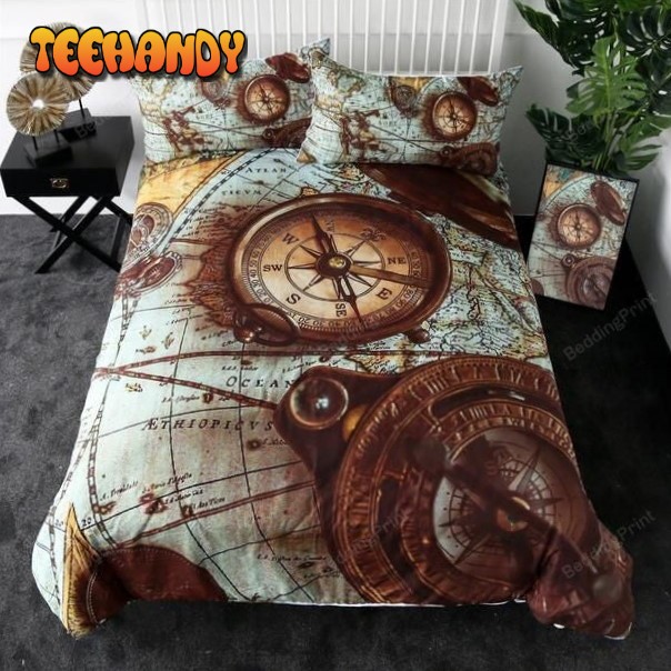 Compass World Map Bed Sheets Duvet Cover Bedding Sets
