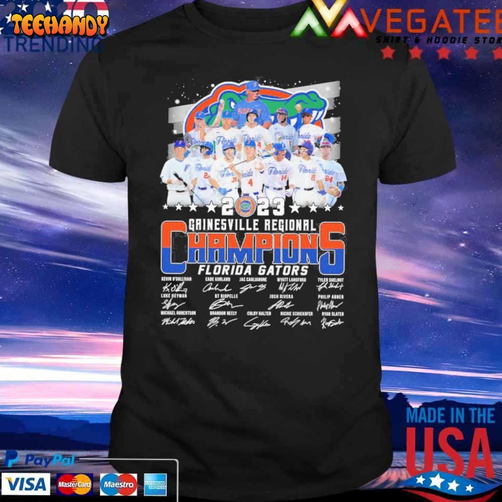 Original Florida Gators Baseball 2023 Gainesville Regional Champions Signatures Shirt Original Florida Gators Baseball 2023 Gainesville Regional Champions Signatures Shirt