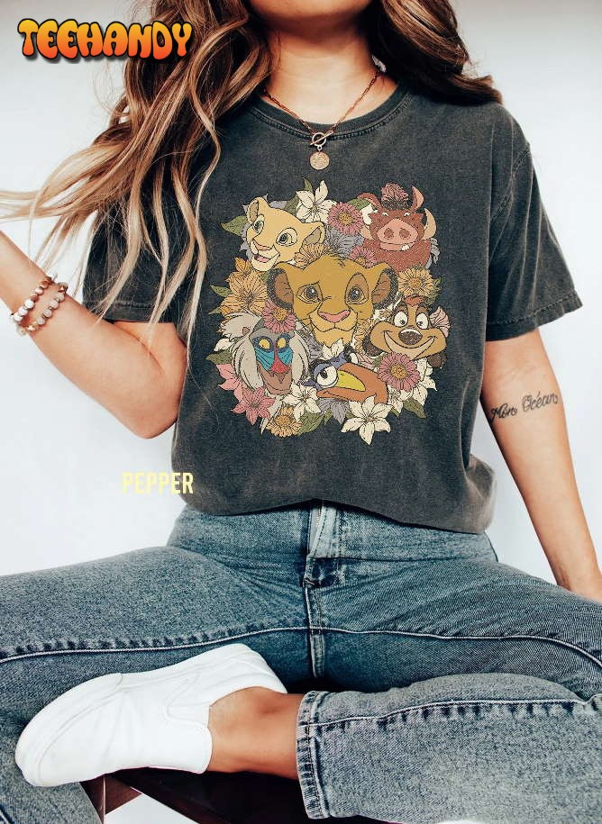 Vintage Floral Lion King Comfort Color Shirt, Retro Floral Disney T-Shirt