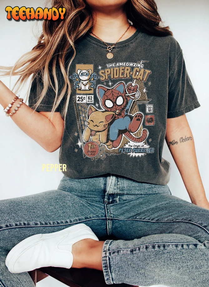 Vintage Spider Cat Comfort Color Shirt, Spiderman Across the Spider-Verse T-Shirt
