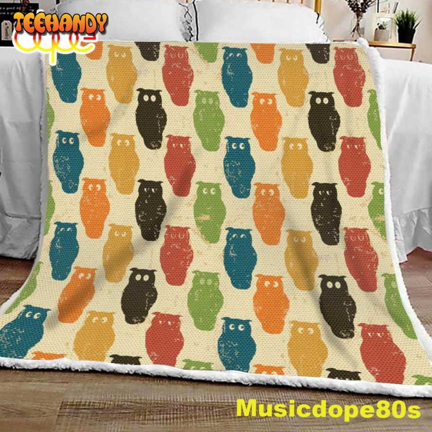 Colorful Owl Vintage Halloween Sofa Fleece Throw Blanket  Halloween