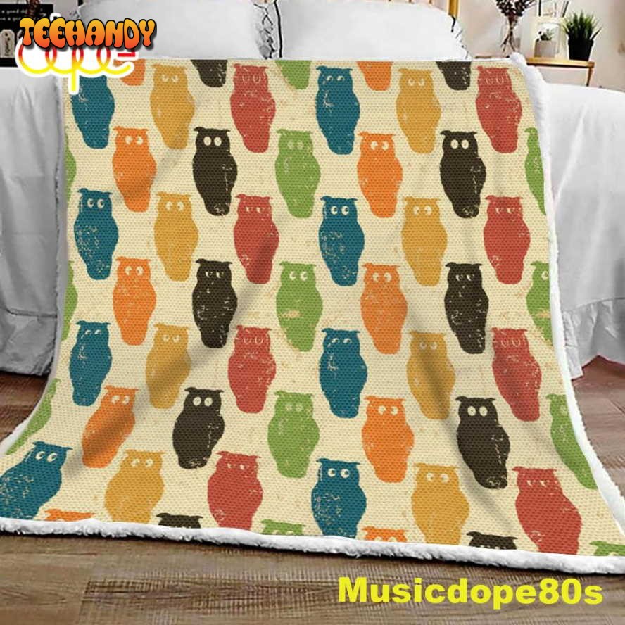 Colorful Owl Vintage Halloween Sofa Fleece Throw Blanket Halloween