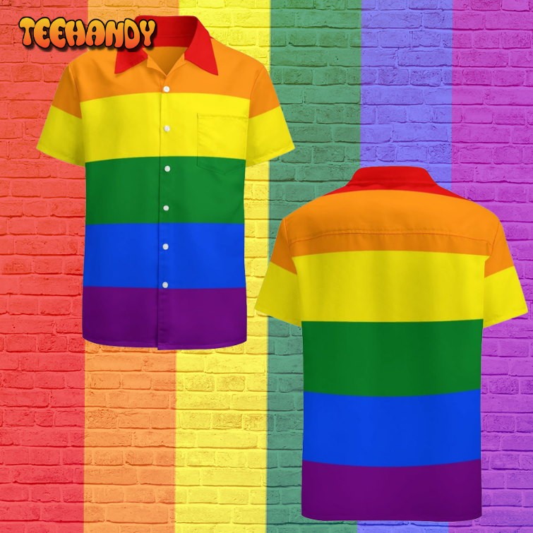 Lgbt Lesbian Homosexual Gay Pride Rainbow Colors Hawaiian Vintage Mens