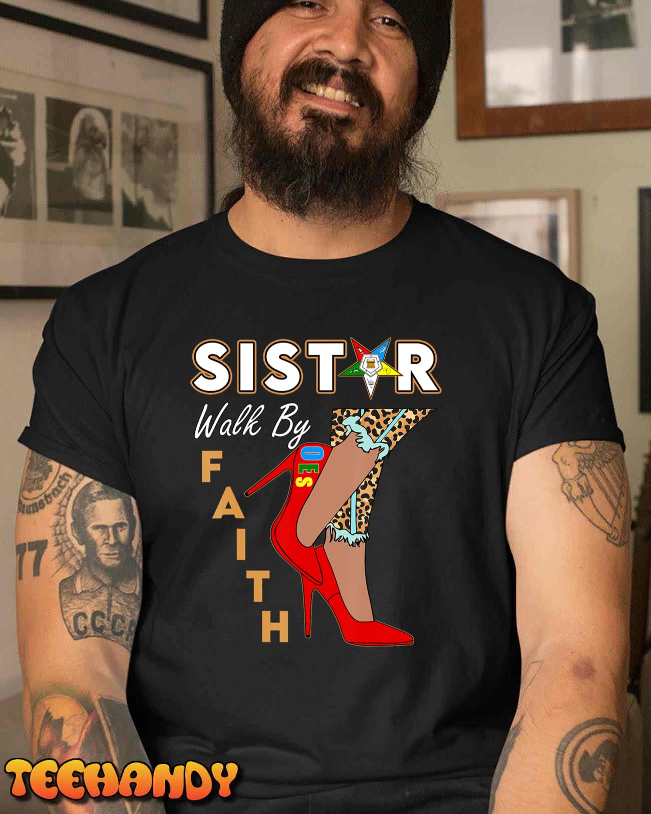 OES Sistar Leopard Walk By Faith Order of the Eastern Star T-Shirt OES Sistar Leopard Walk By Faith Order of the Eastern Star T-Shirt