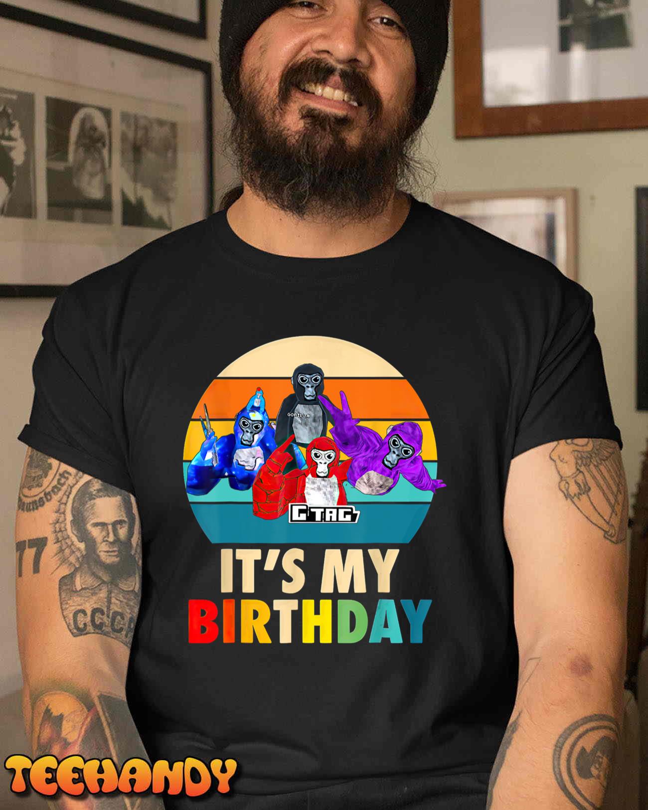 Gorilla Birthday Decorations, Monke Tag VR Gamer for Kids T-Shirt