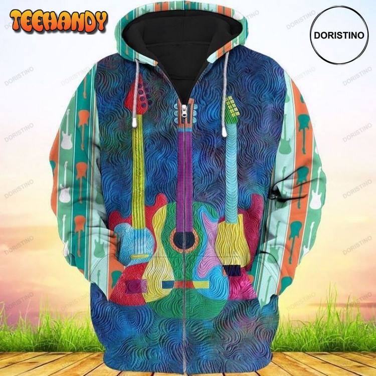 Colorful Electric Guitar All Over Print Hoodie