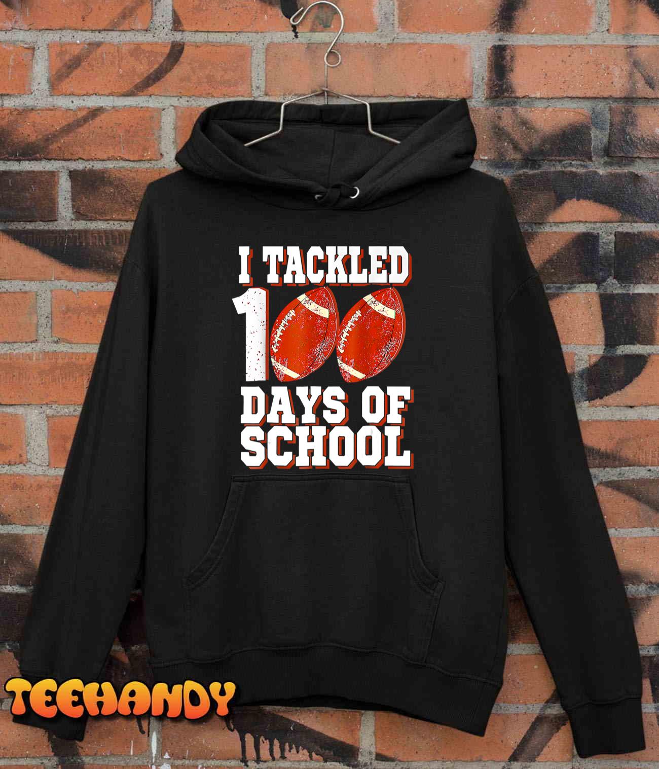 I Tackled 100 Days Of School Football 100th Day Boys Kids T-Shirt I Tackled 100 Days Of School Football 100th Day Boys Kids T-Shirt