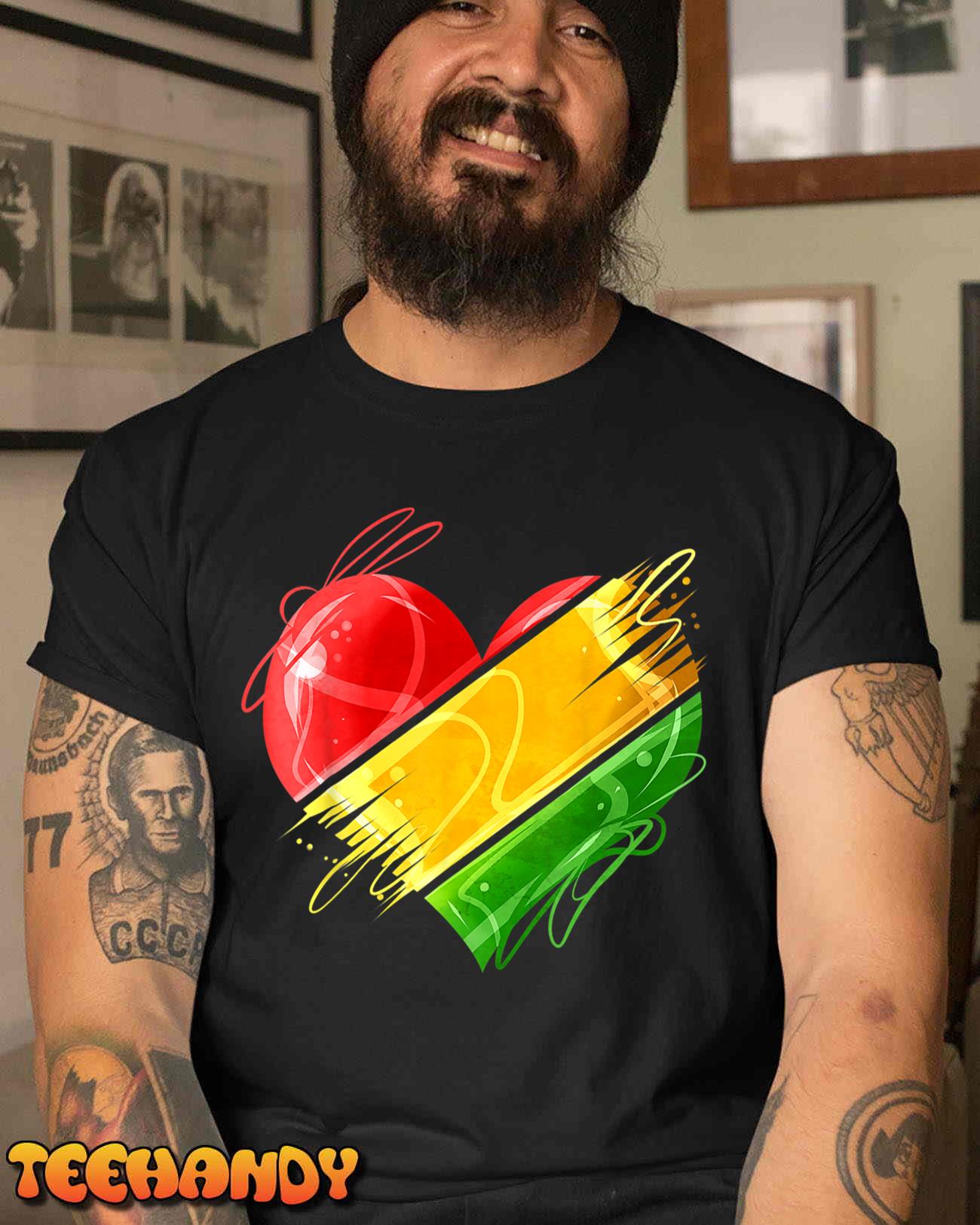 Heart In Pan African Colors Celebrate Afro American Heritage T-Shirt