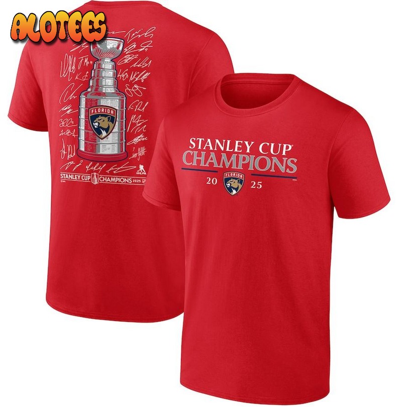 Florida Panthers 2025 Stanley Cup Champions Signature Roster T-Shirt