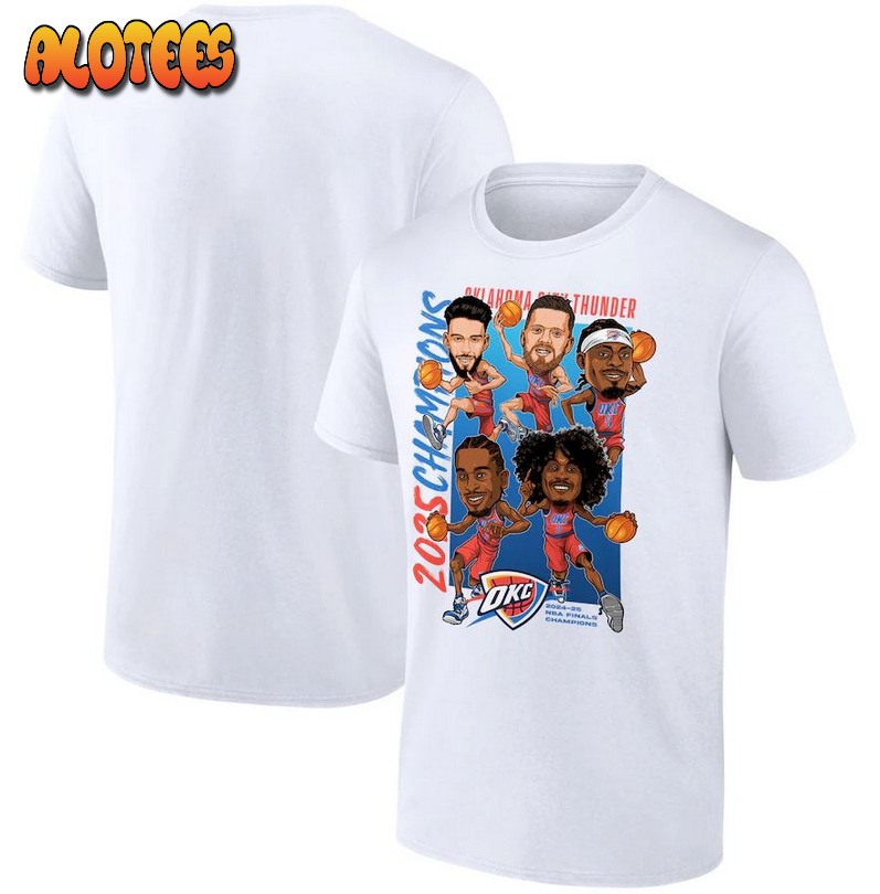 Oklahoma City Thunder 2025 NBA Finals Champions Caricature Full Court T-Shirt