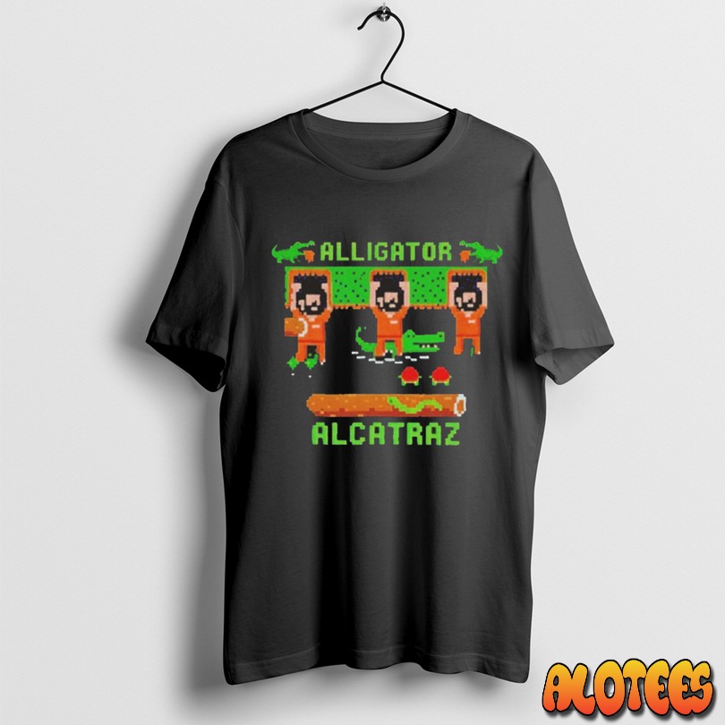 Officials Alligator Alcatraz Trumps Escape Plan Pixel Art Retro Video Game Parody T Shirt