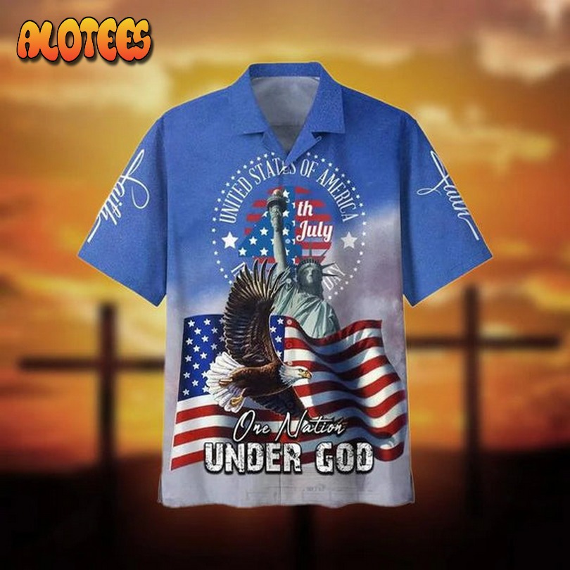 4th July One Nation Under God Cool Design Aloha Hawaiian Shirt
