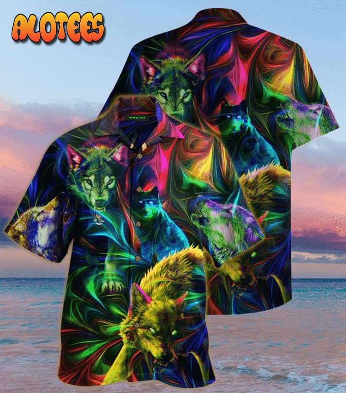 Amazing Wolf Colorful Hawaiian Shirt