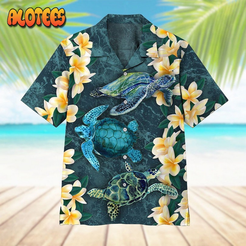 Beautiful Plumeria Turtle Aloha Hawaiian Shirt