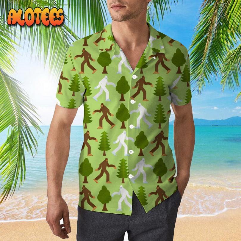 Bigfoot Sasquatch Green Forest Hawaiian Shirt